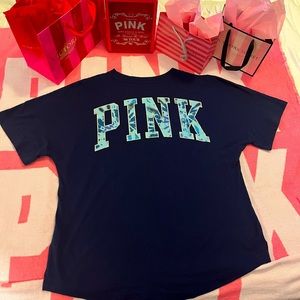 💙EUC VS Pink Varsity Tee-Navy💙